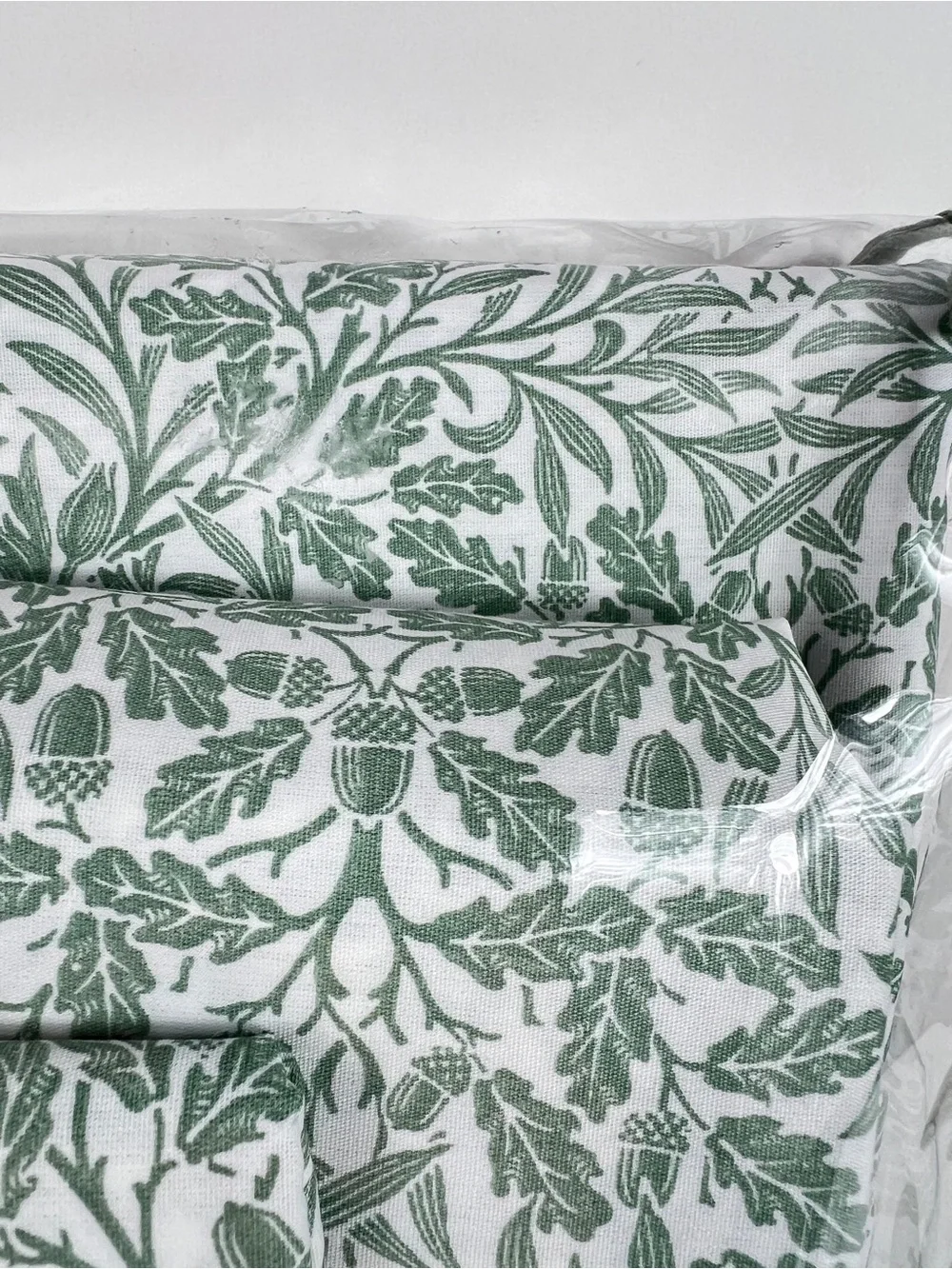 William Morris Co King Sheet Set Acorn Green White 100% Cotton Percale 4 Pc NEW